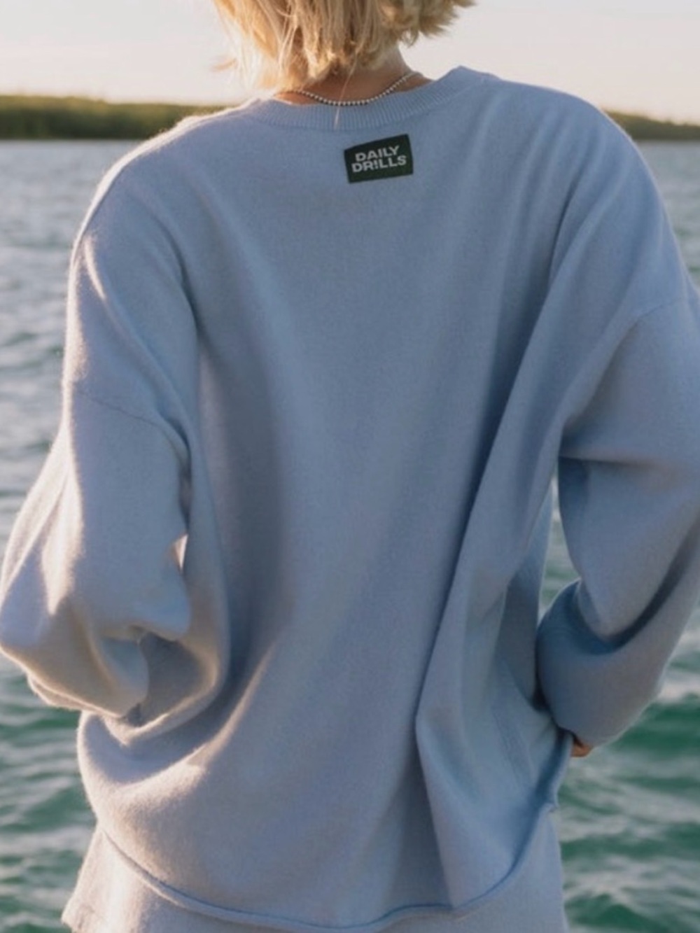 Daily Drills Light Blue Cashmere Sweater - Picture 2 of 9